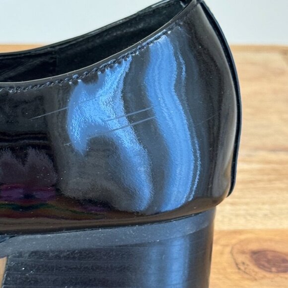 Shellys London Salisbury Black Patent Leather Fringe Silver Buckle Loafer Size 6 - Picture 9 of 17